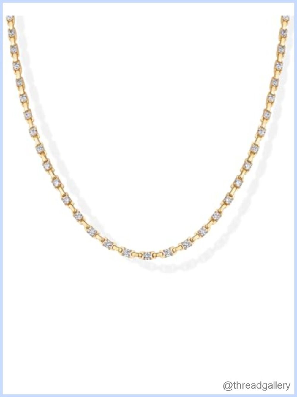 14K Gold Plated Tennis Necklace for Women Station CZ Choker Necklace